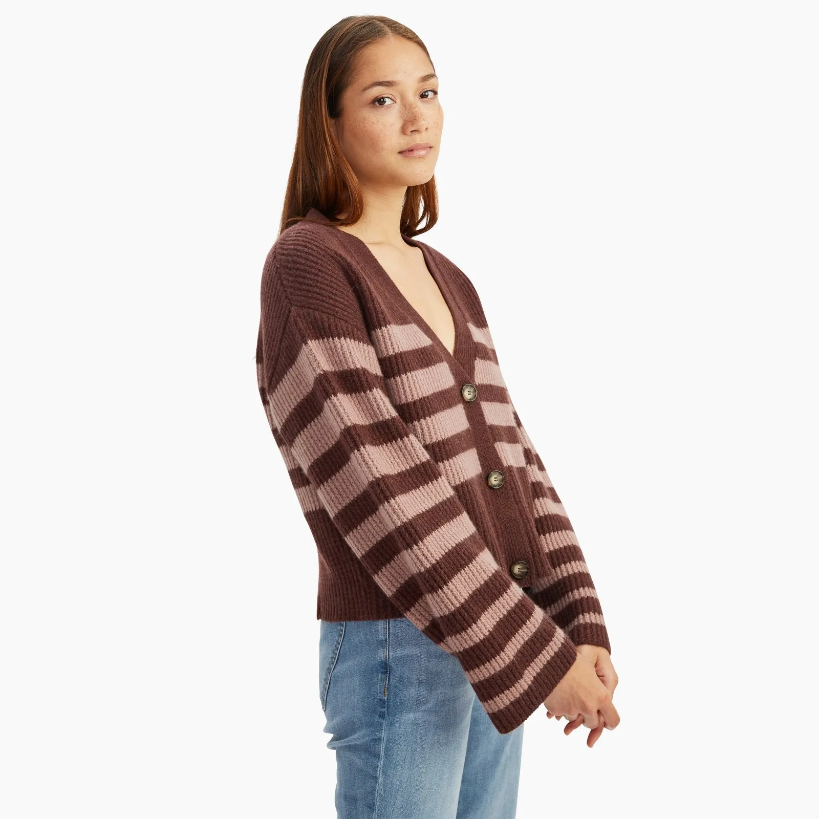 Luxe Cashmere Striped Cropped Cardigan