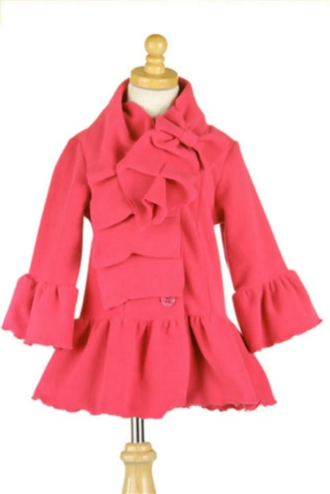 Mack & Co Mozart Fleece Ruffle Coat in Hot Pink