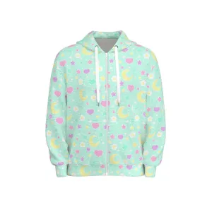 Magical Spring All-Over Print Unisex Zip Hoodie Sweatshirt (Mint)