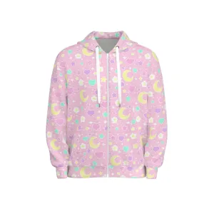 Magical Spring All-Over Print Unisex Zip Hoodie Sweatshirt (Pink)