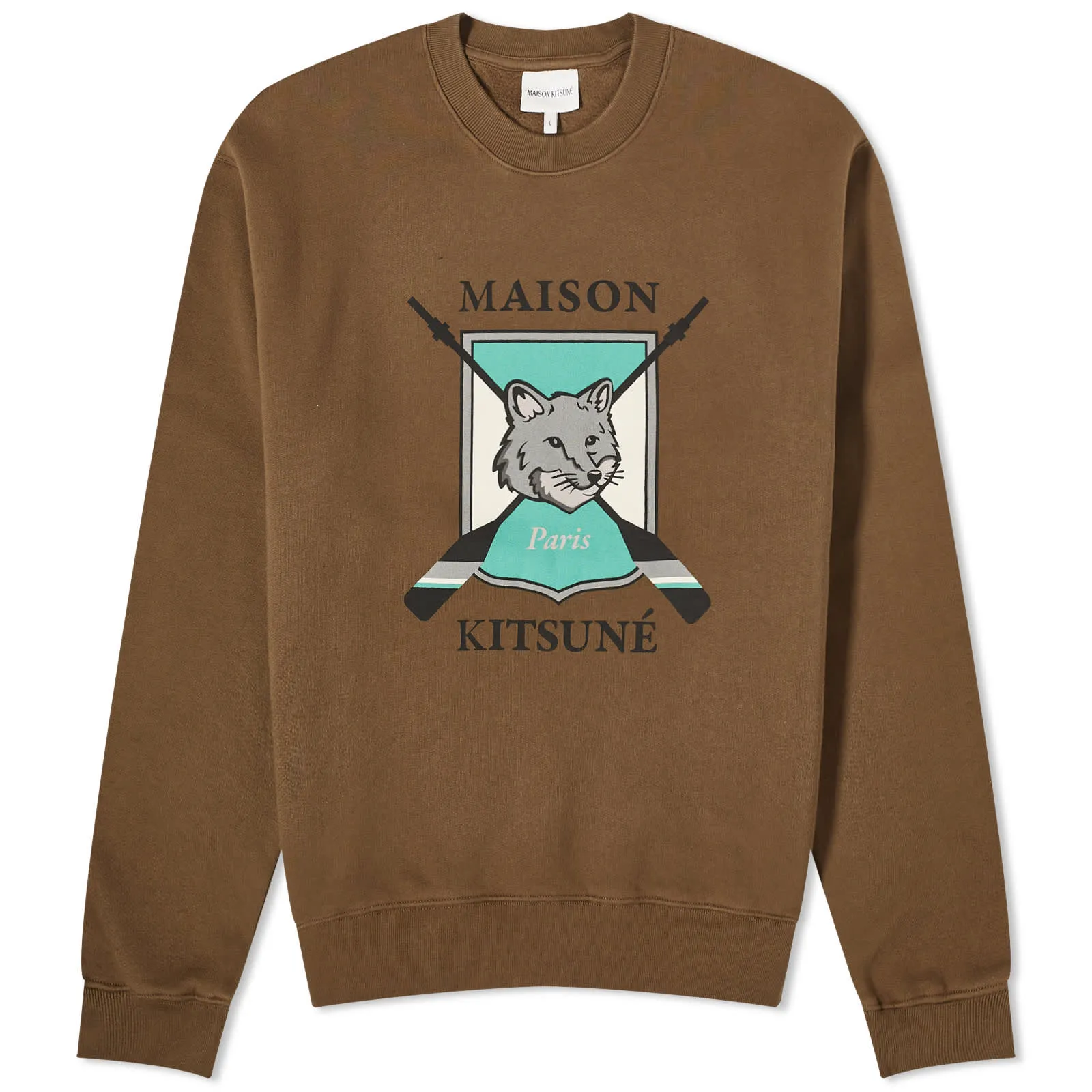 Maison Kitsune College Fox Printed Comfort Sweatshirt, Khaki