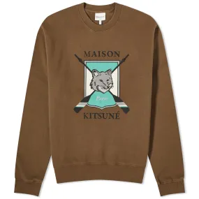 Maison Kitsune College Fox Printed Comfort Sweatshirt, Khaki