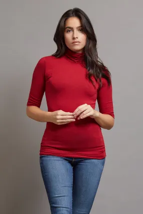 Majestic Elbow Sleeve Turtleneck in Rubis