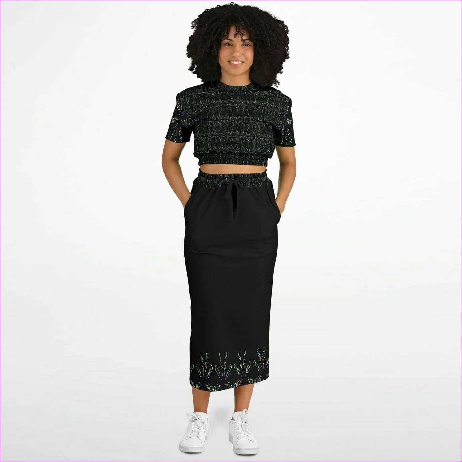 Mandala Womens Premium Crop Top & Skirt Set