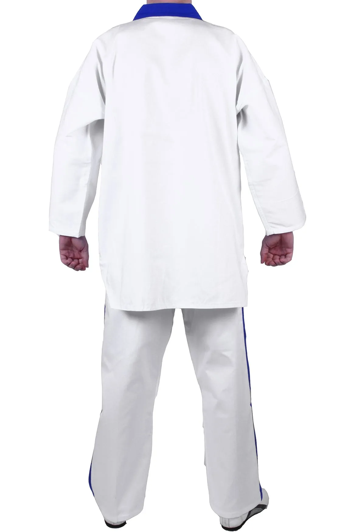 MAR-007 | White Karate & Freestyle Uniform w/ Blue Trim (8oz Fabric)