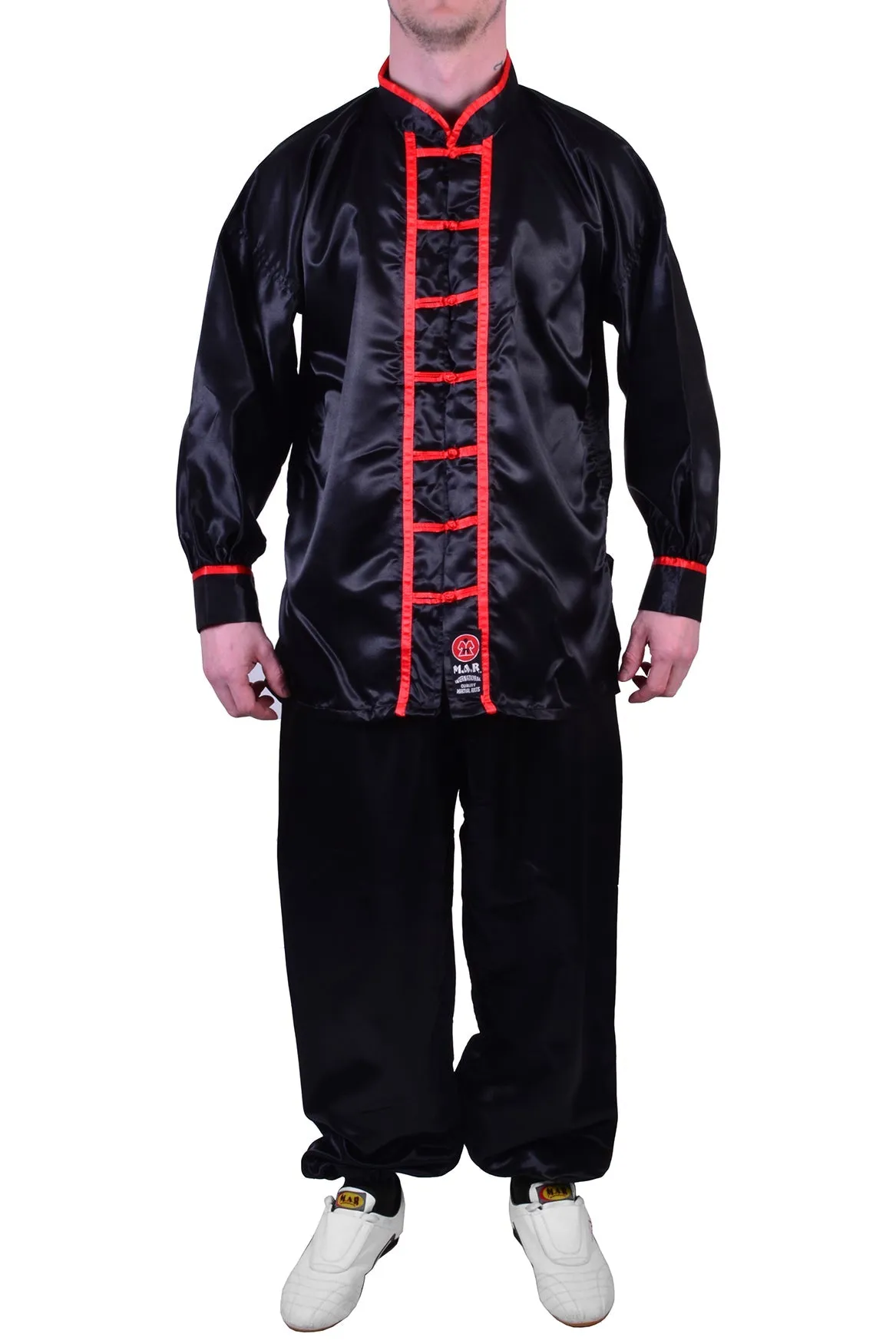 MAR-046B | Black Kung-Fu Wushu Uniform w/ Red Piping