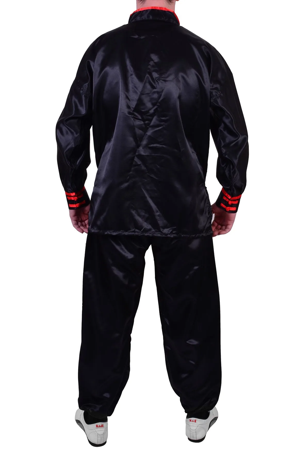 MAR-046B | Black Kung-Fu Wushu Uniform w/ Red Piping