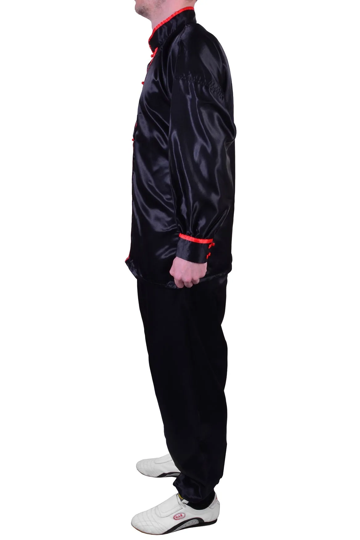 MAR-046B | Black Kung-Fu Wushu Uniform w/ Red Piping