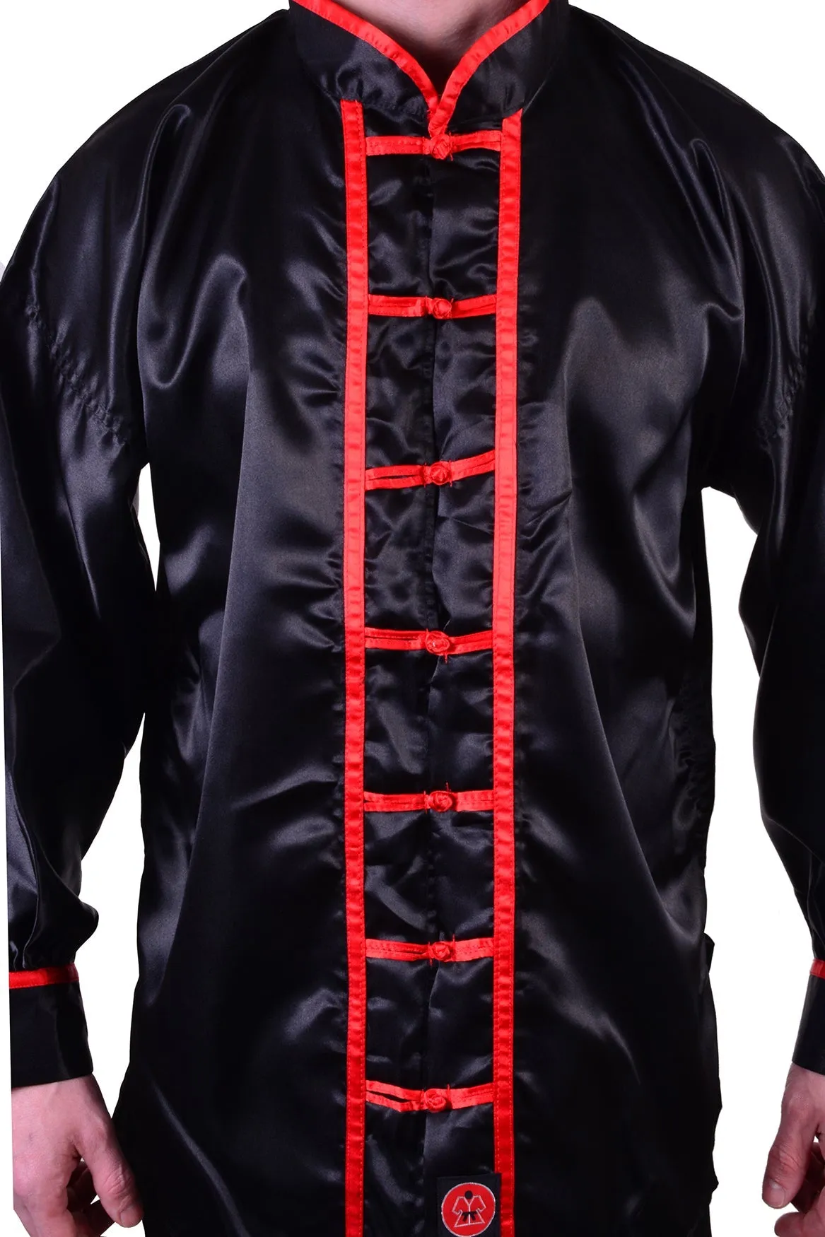 MAR-046B | Black Kung-Fu Wushu Uniform w/ Red Piping