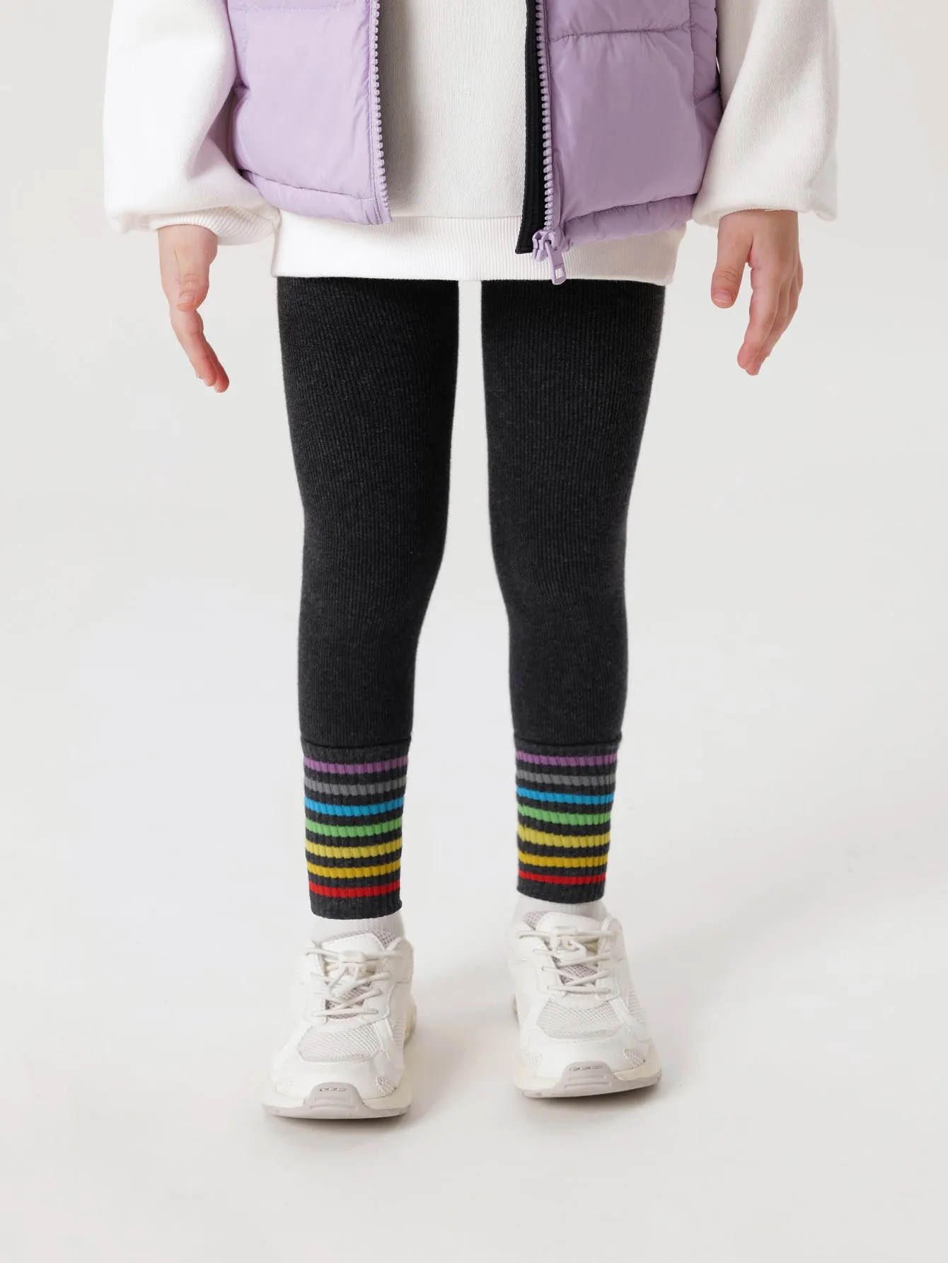 MARC & JANIE Girls Rainbow Stripe Fleece Lined Leggings 232031