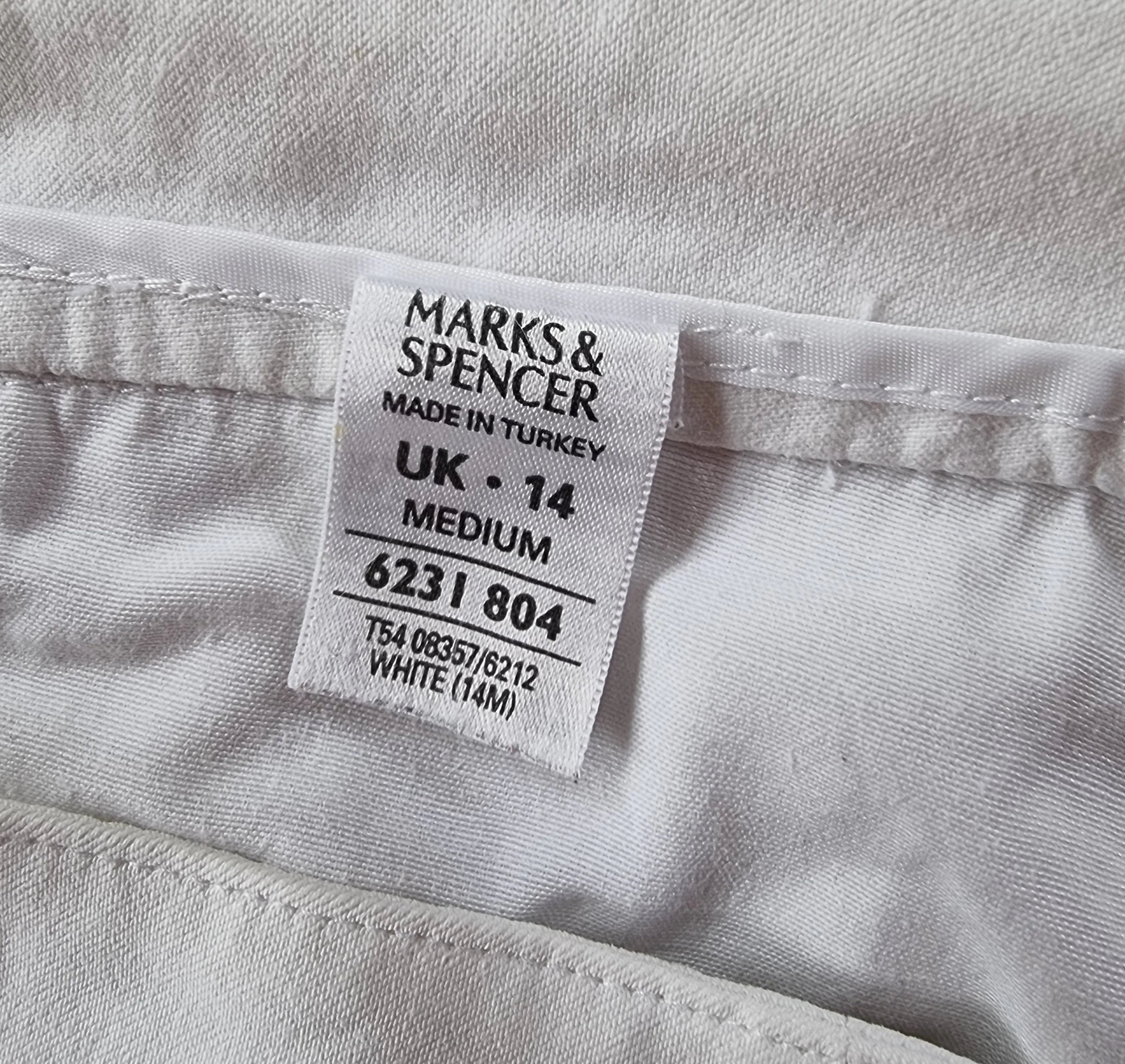 Marks and Spencer White Cotton Stretch Straight Leg Jeans UK 14 US 10 EU 42