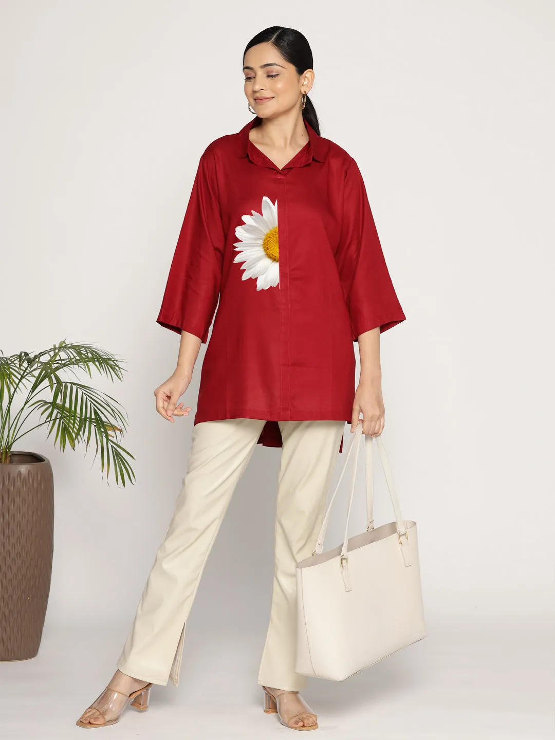 Maroon Rayon ShirtTop - Rayonnement