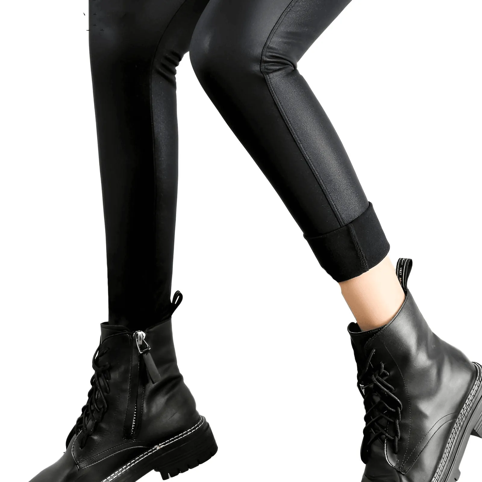 Matte Black Leather Leggings For Women