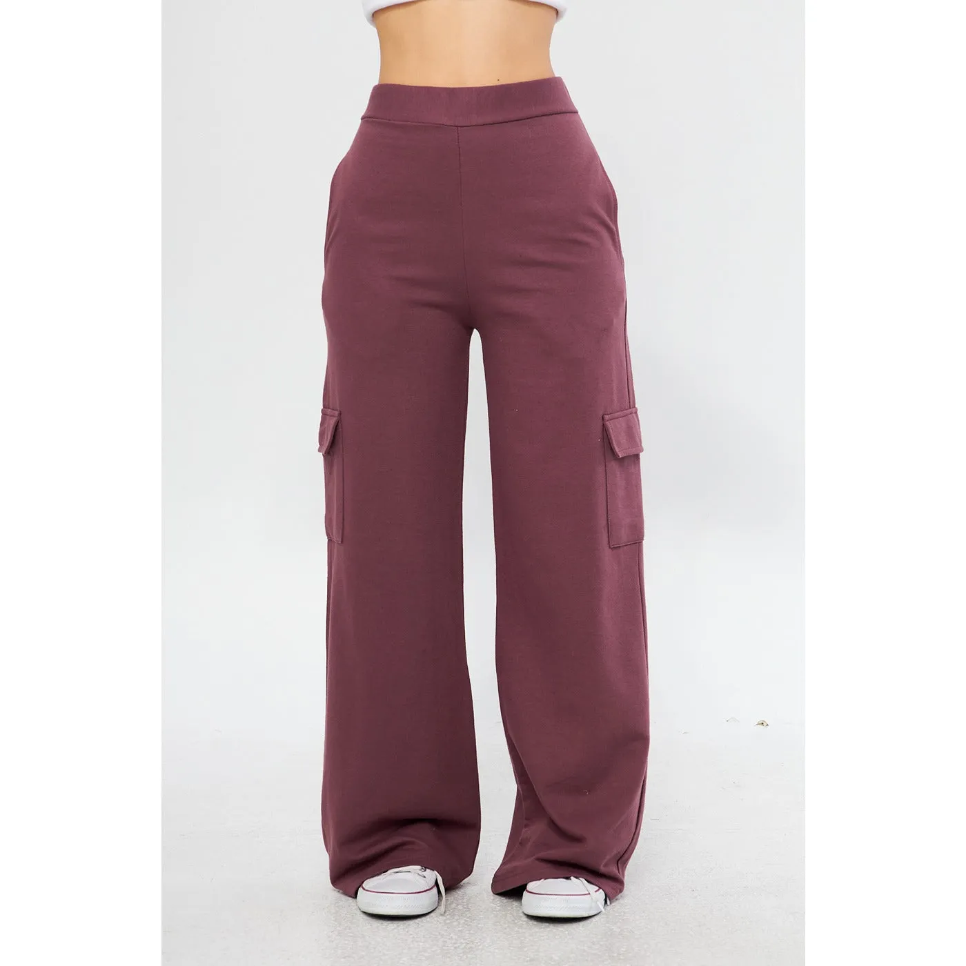 Mauve Purple Wide Leg Cargo Trousers