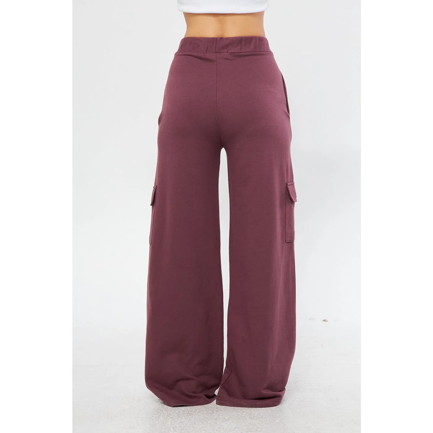 Mauve Purple Wide Leg Cargo Trousers