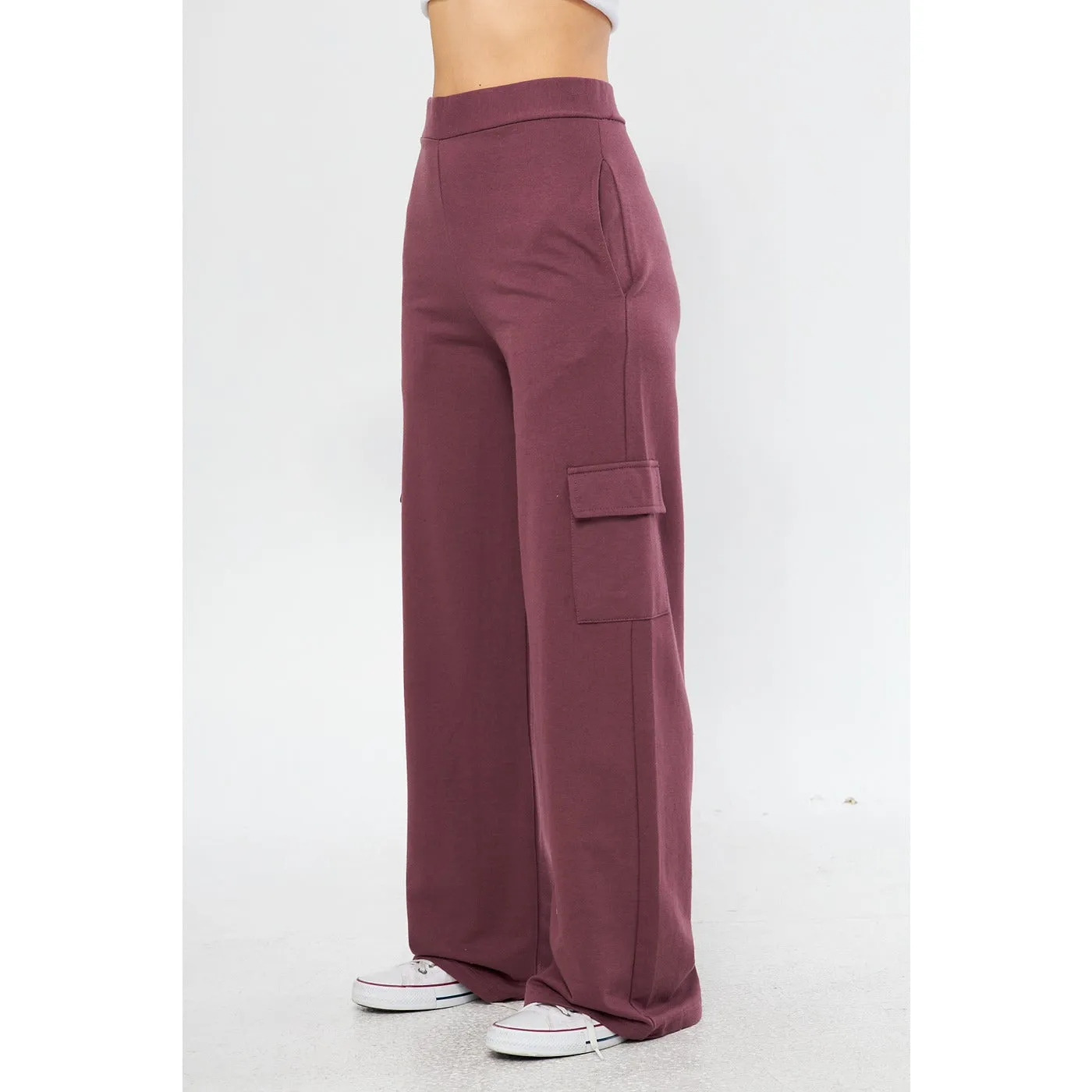 Mauve Purple Wide Leg Cargo Trousers