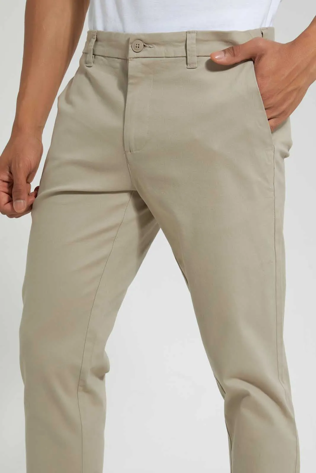 Men Beige Regular Fit Trousers