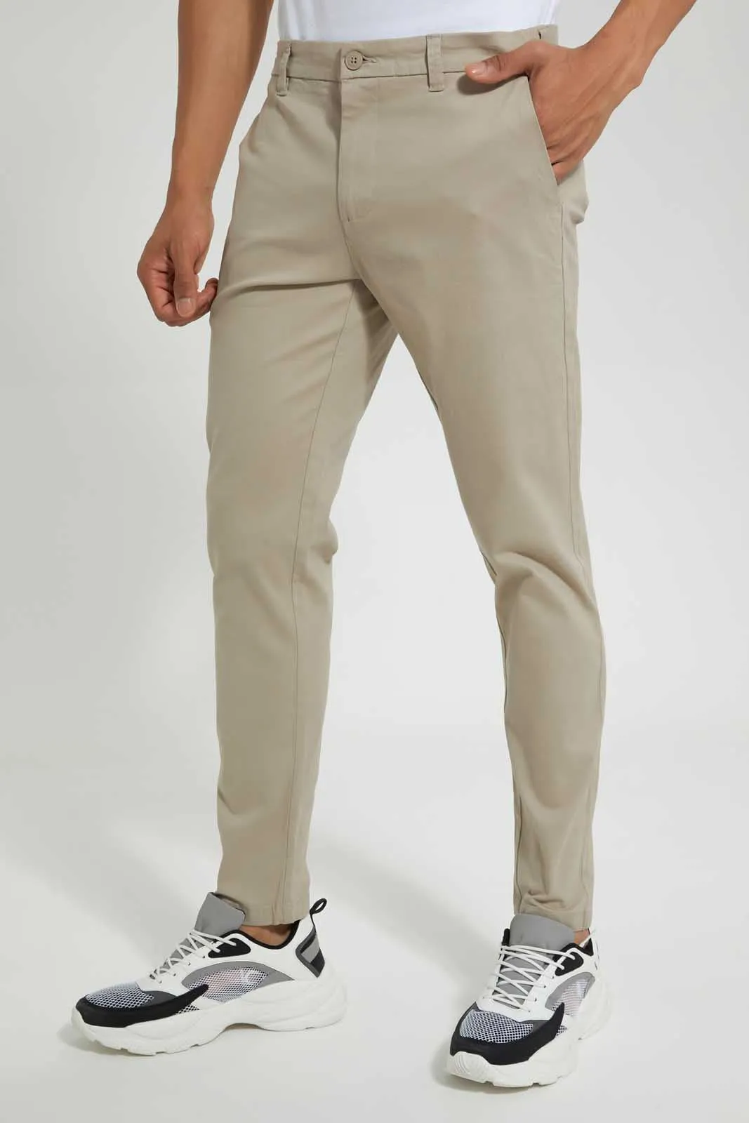 Men Beige Regular Fit Trousers