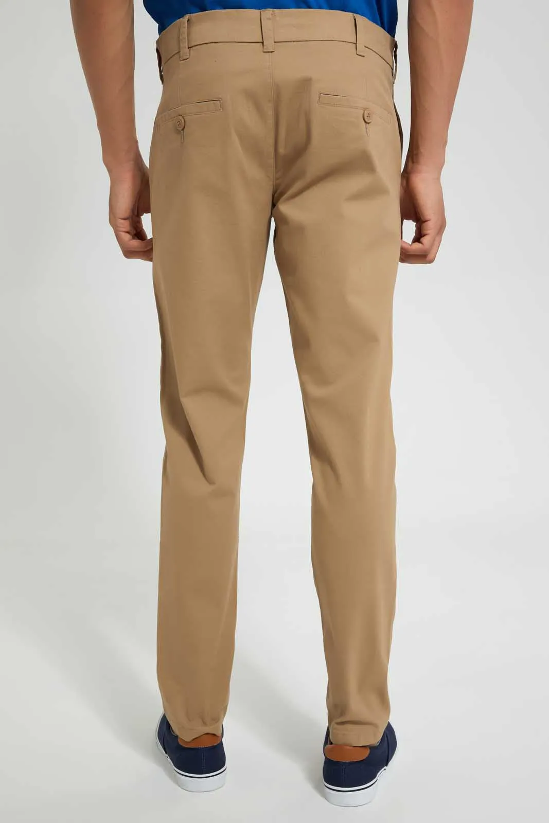 Men Sand Regular Fit Trousers