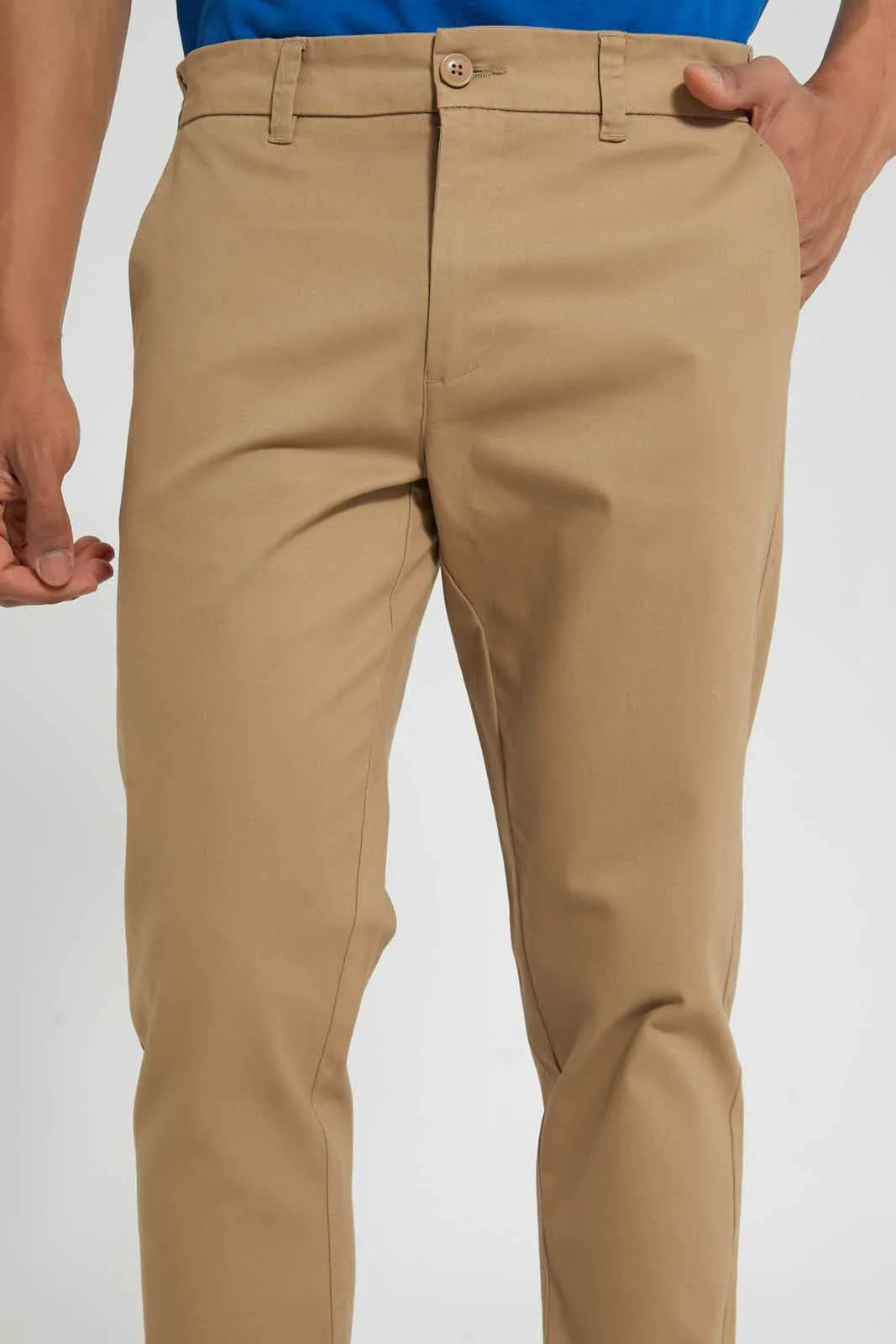 Men Sand Regular Fit Trousers