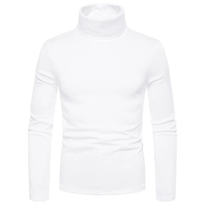 Men's Solid Color Fleece Pullover Turtleneck T-shirt Bottoming Shirt 08258439L