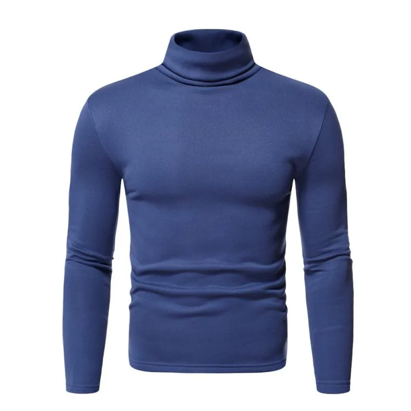 Men's Solid Color Fleece Pullover Turtleneck T-shirt Bottoming Shirt 08258439L