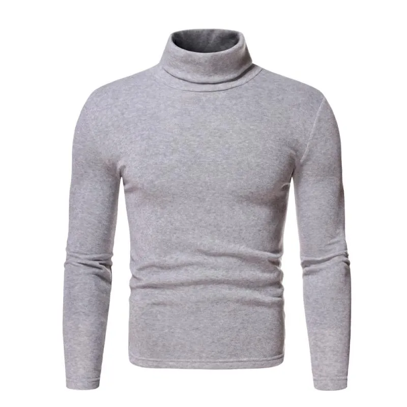 Men's Solid Color Fleece Pullover Turtleneck T-shirt Bottoming Shirt 08258439L