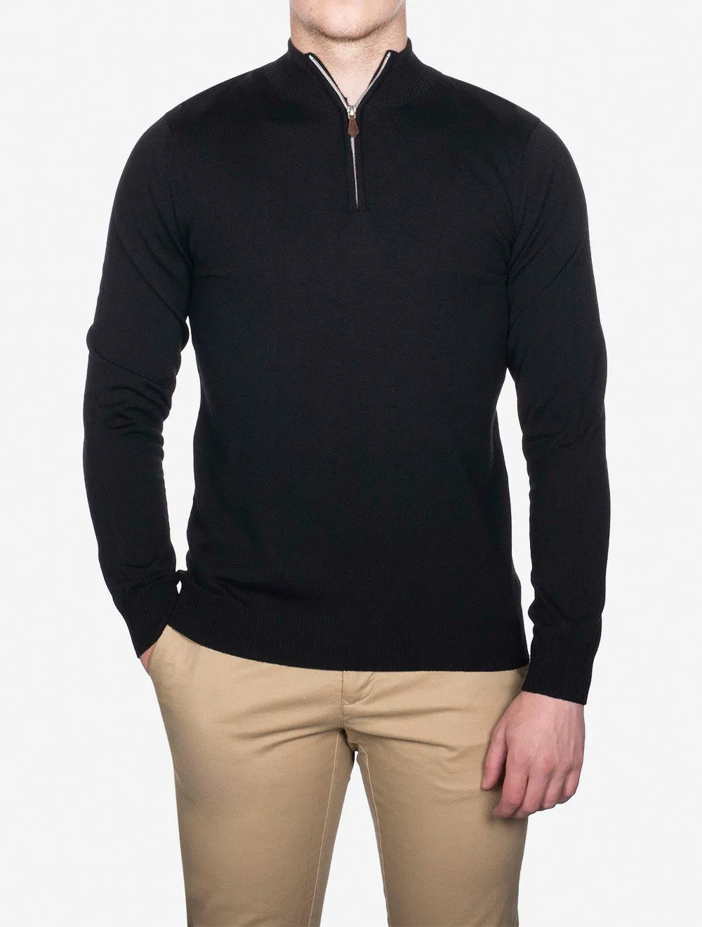 Merino Half Zip Black