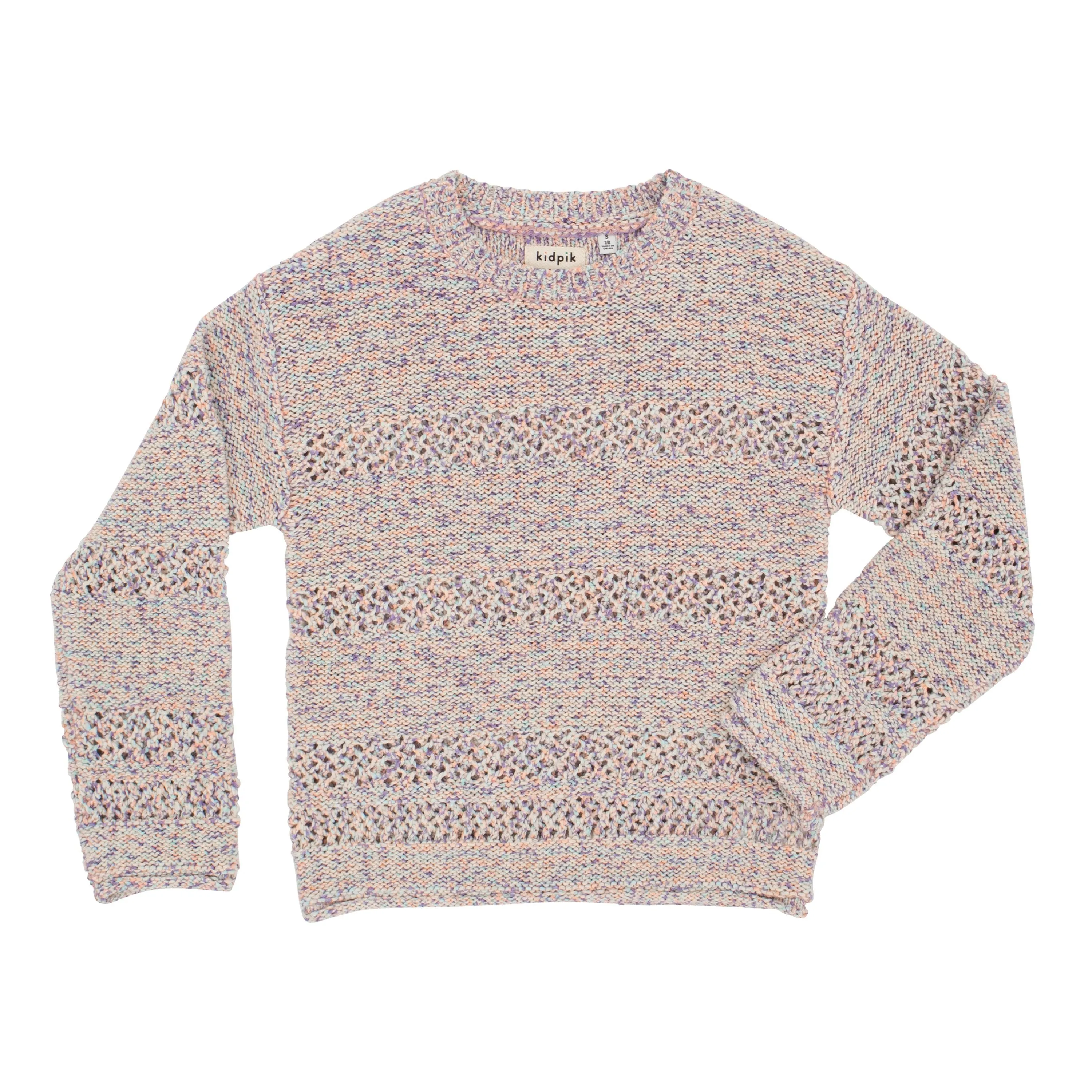 Multi Marled Pointelle Sweater