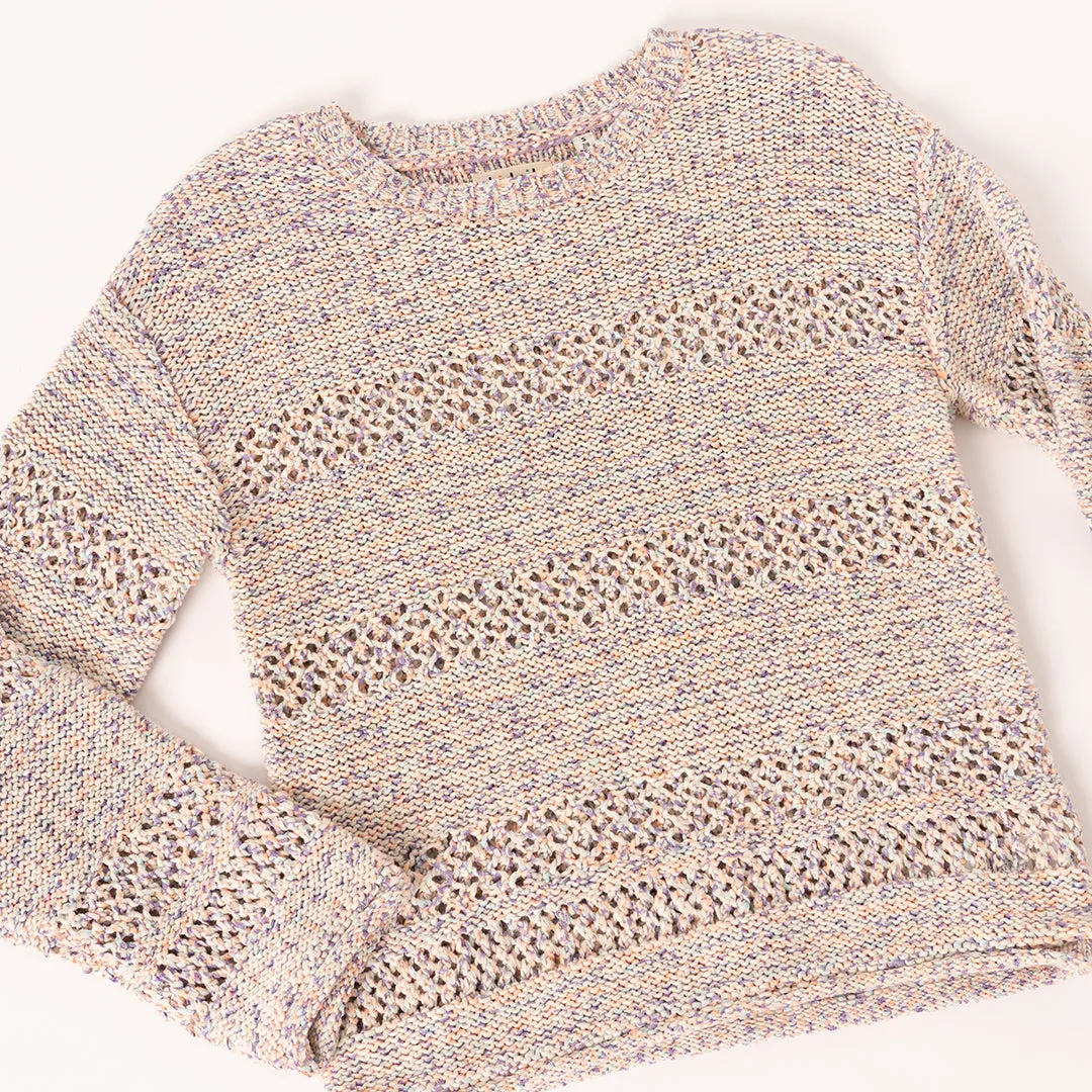 Multi Marled Pointelle Sweater