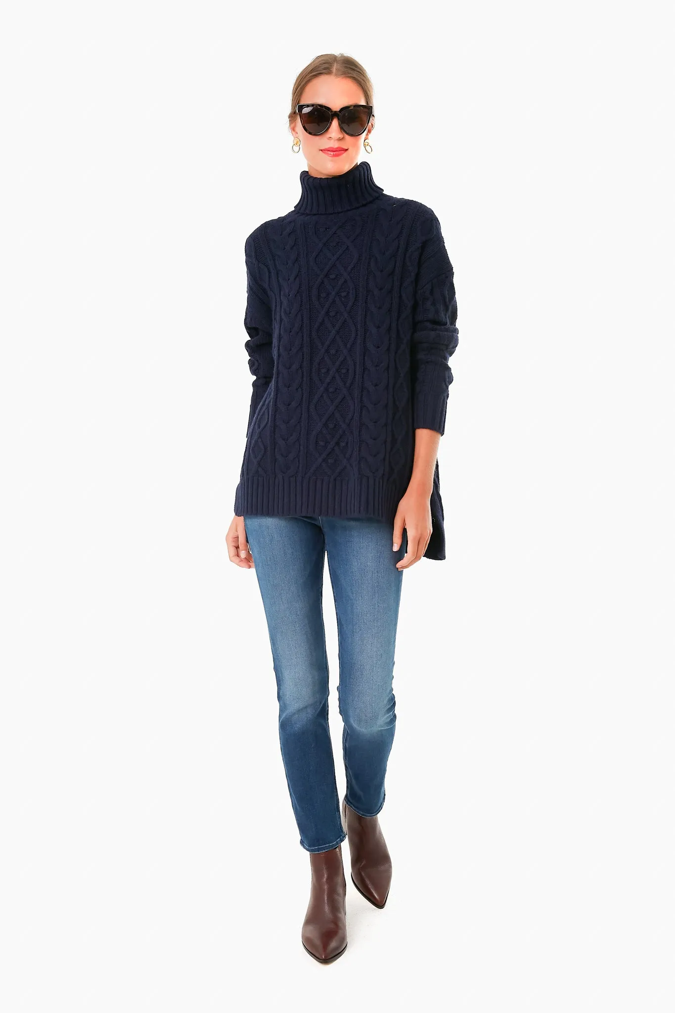 Navy Fitzgerald Cableknit Sweater