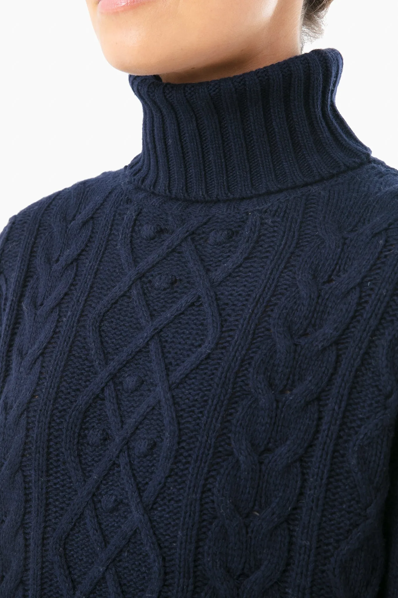 Navy Fitzgerald Cableknit Sweater