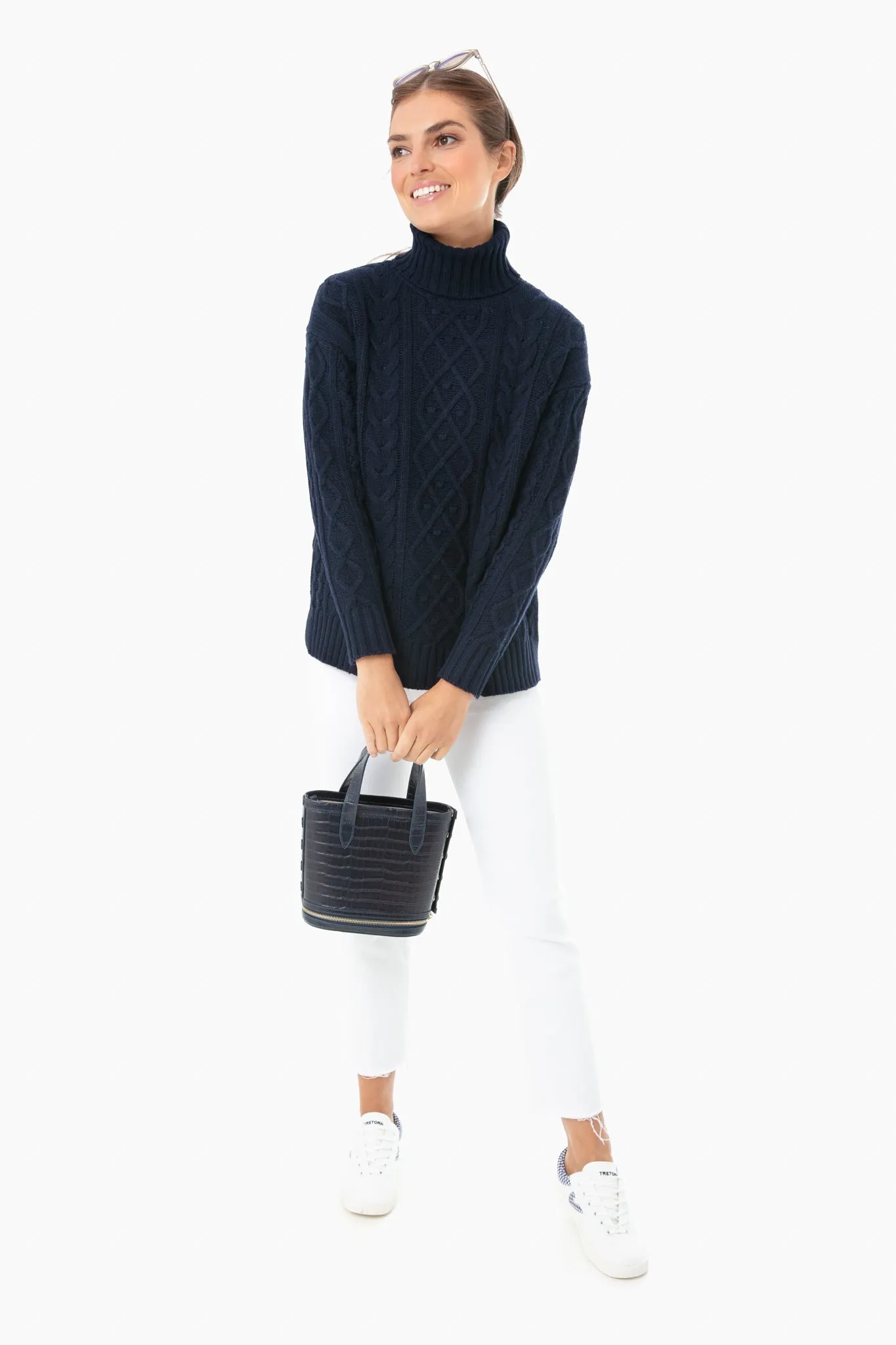 Navy Fitzgerald Cableknit Sweater