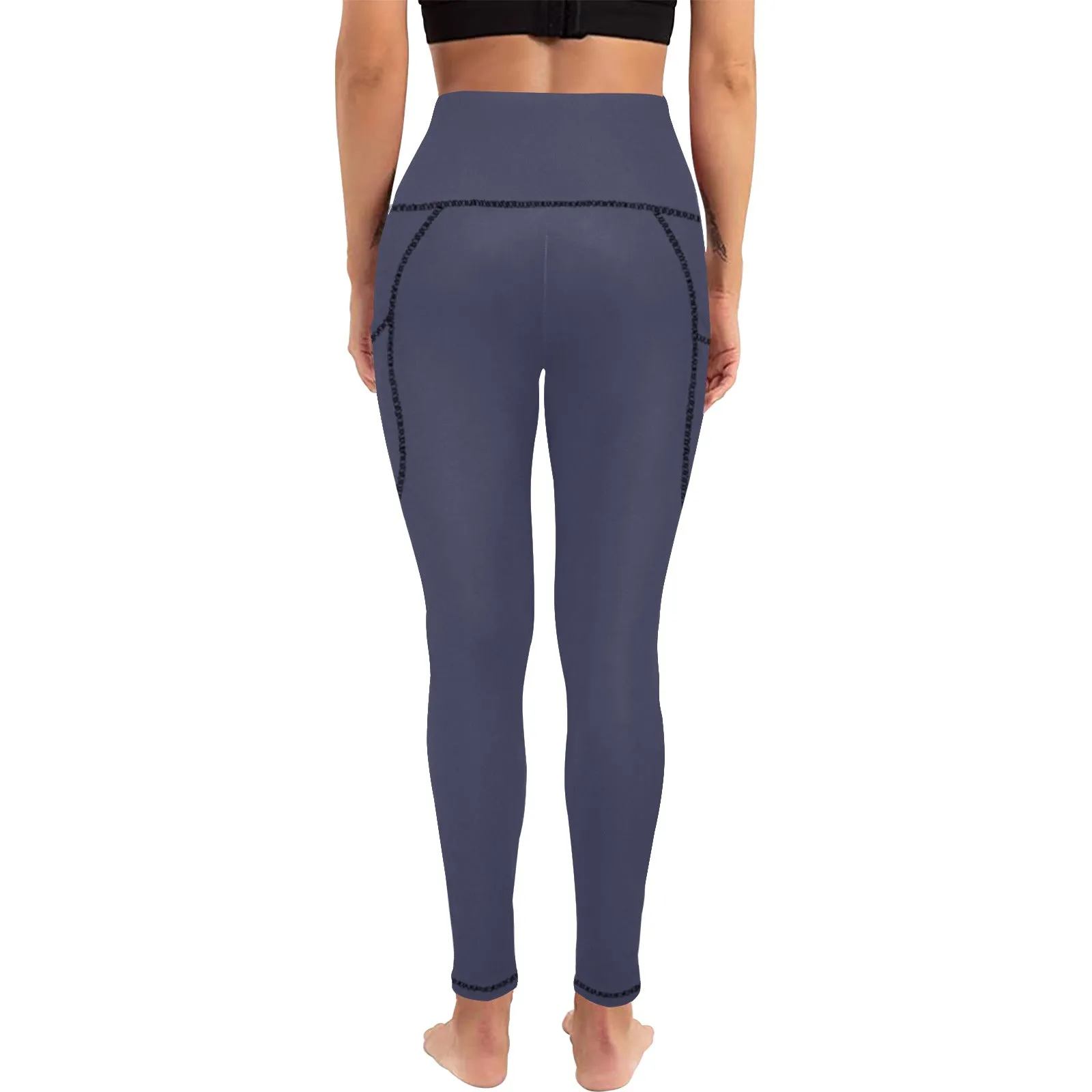 Navy Women's Athletic Leggings With Pockets