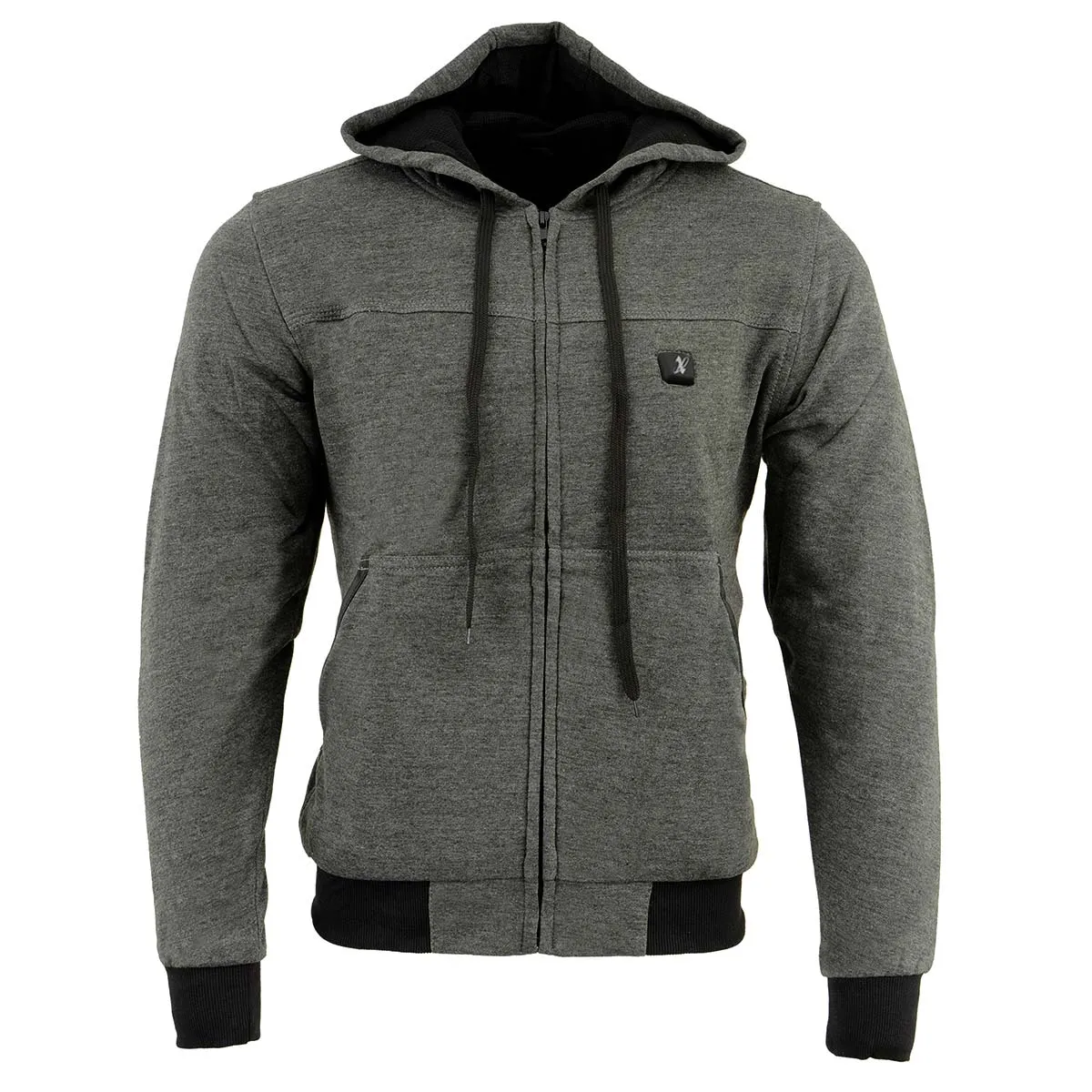 Nexgen Heat MPM1713SET Men's “Fiery’’ Heated Hoodie - Grey Zipper Front Sweatshirt Jacket for Winter w/Battery Pack