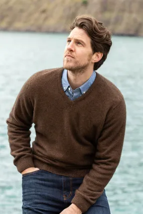 Noble Wilde - Oxford V Sweater in Merino Wool & Possum Fur in Tobago