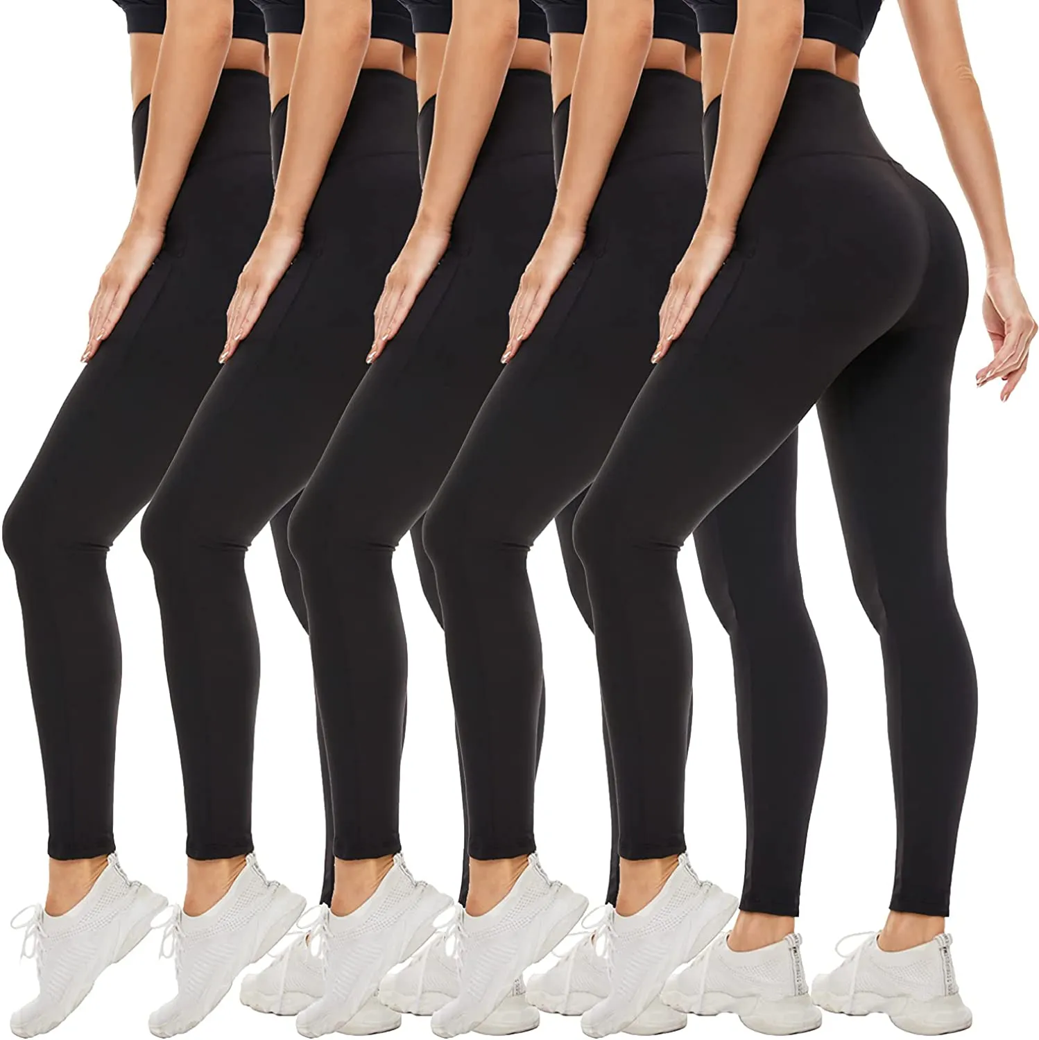 Non-See-Through Leggings for Women(2/5 Pack)-Tummy Control Yoga Pants High Waist Super Soft Workout Leggings