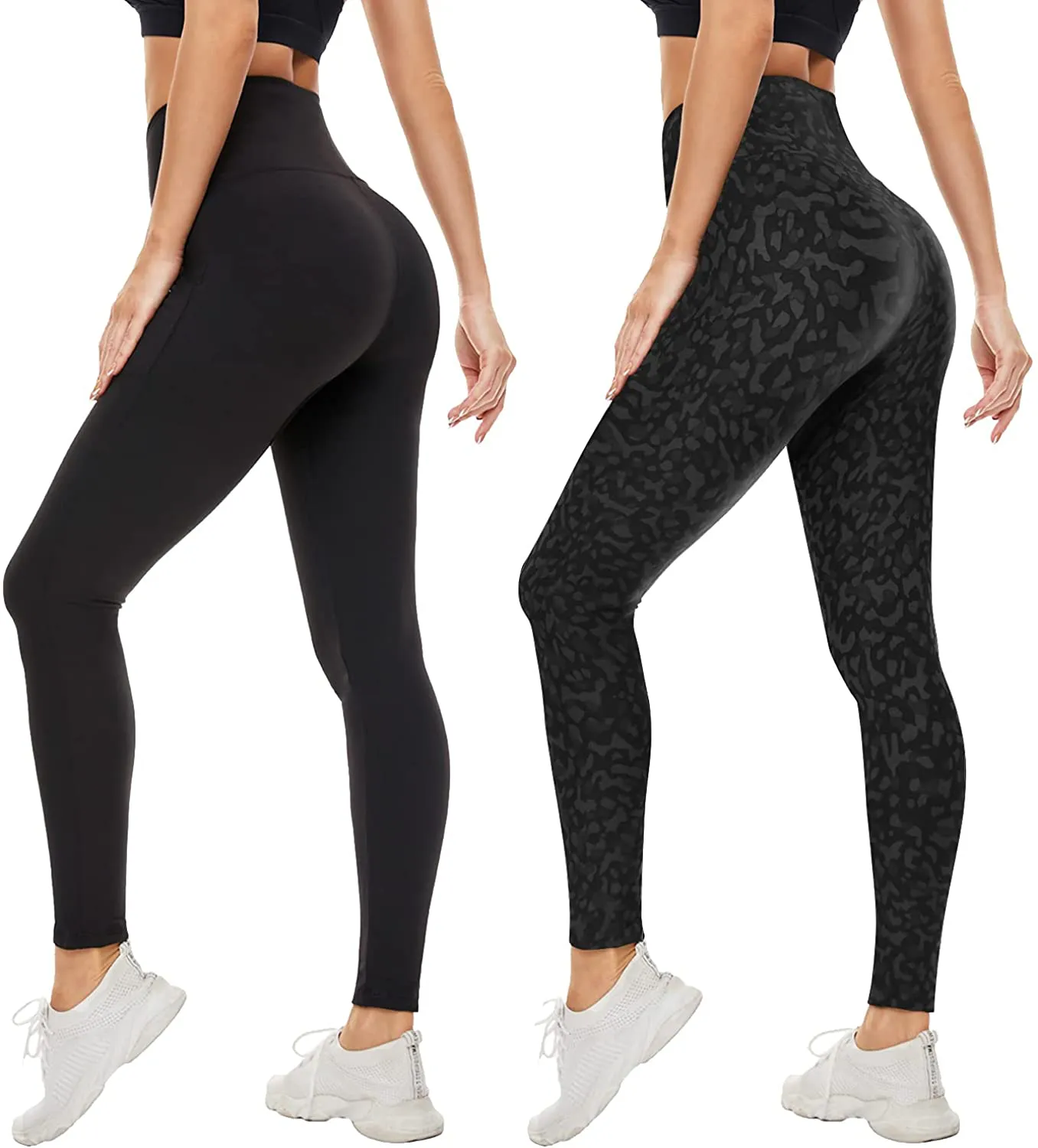 Non-See-Through Leggings for Women(2/5 Pack)-Tummy Control Yoga Pants High Waist Super Soft Workout Leggings