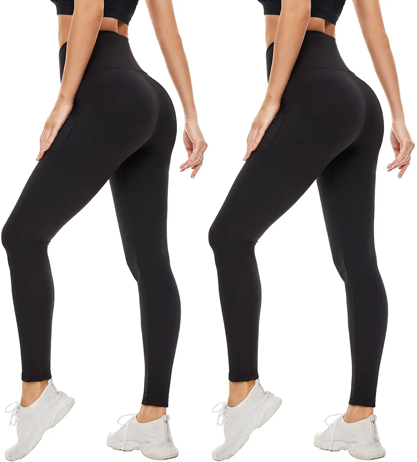 Non-See-Through Leggings for Women(2/5 Pack)-Tummy Control Yoga Pants High Waist Super Soft Workout Leggings