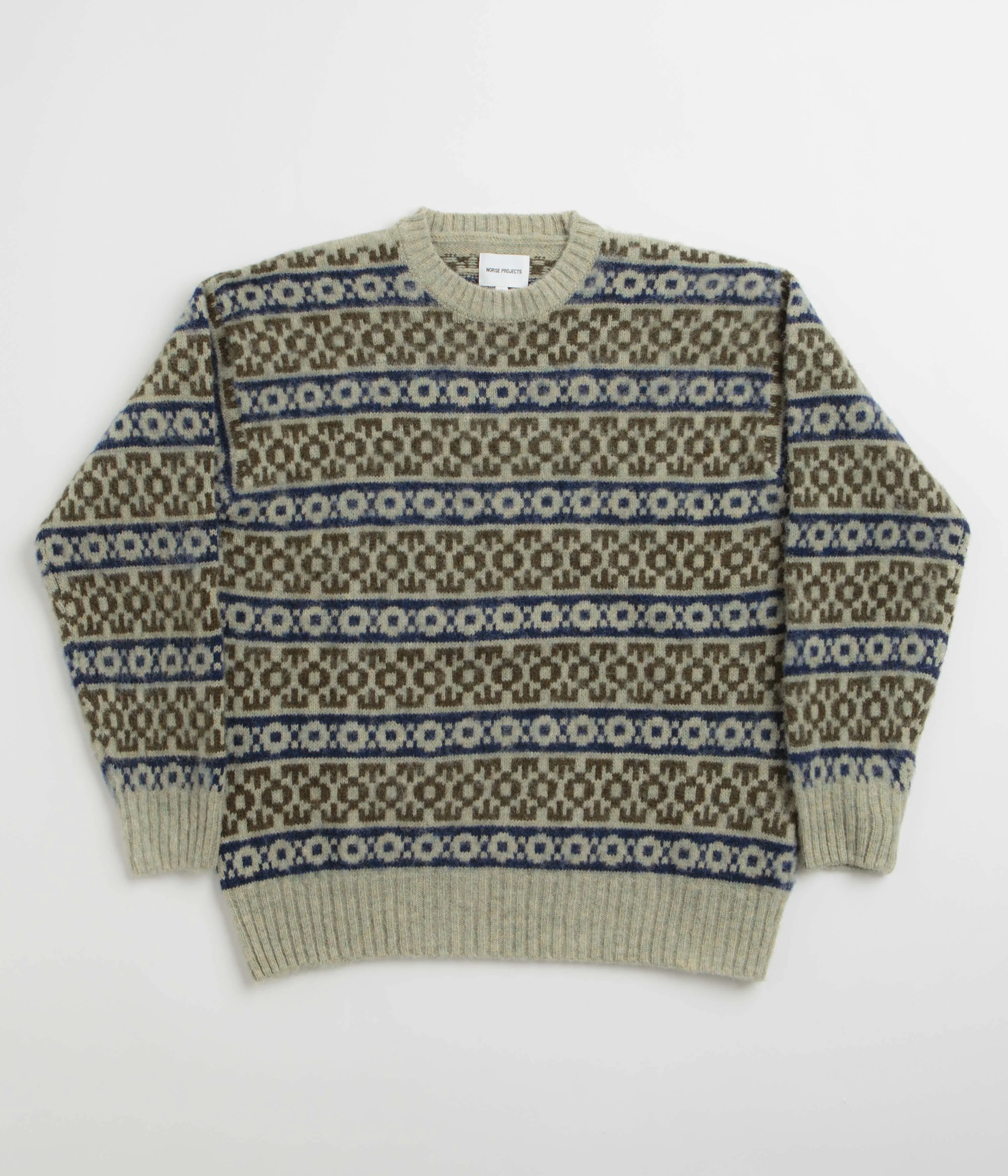 Norse Projects Jonas Scottish Lambswool Fair Isle Sweatshirt - Elm