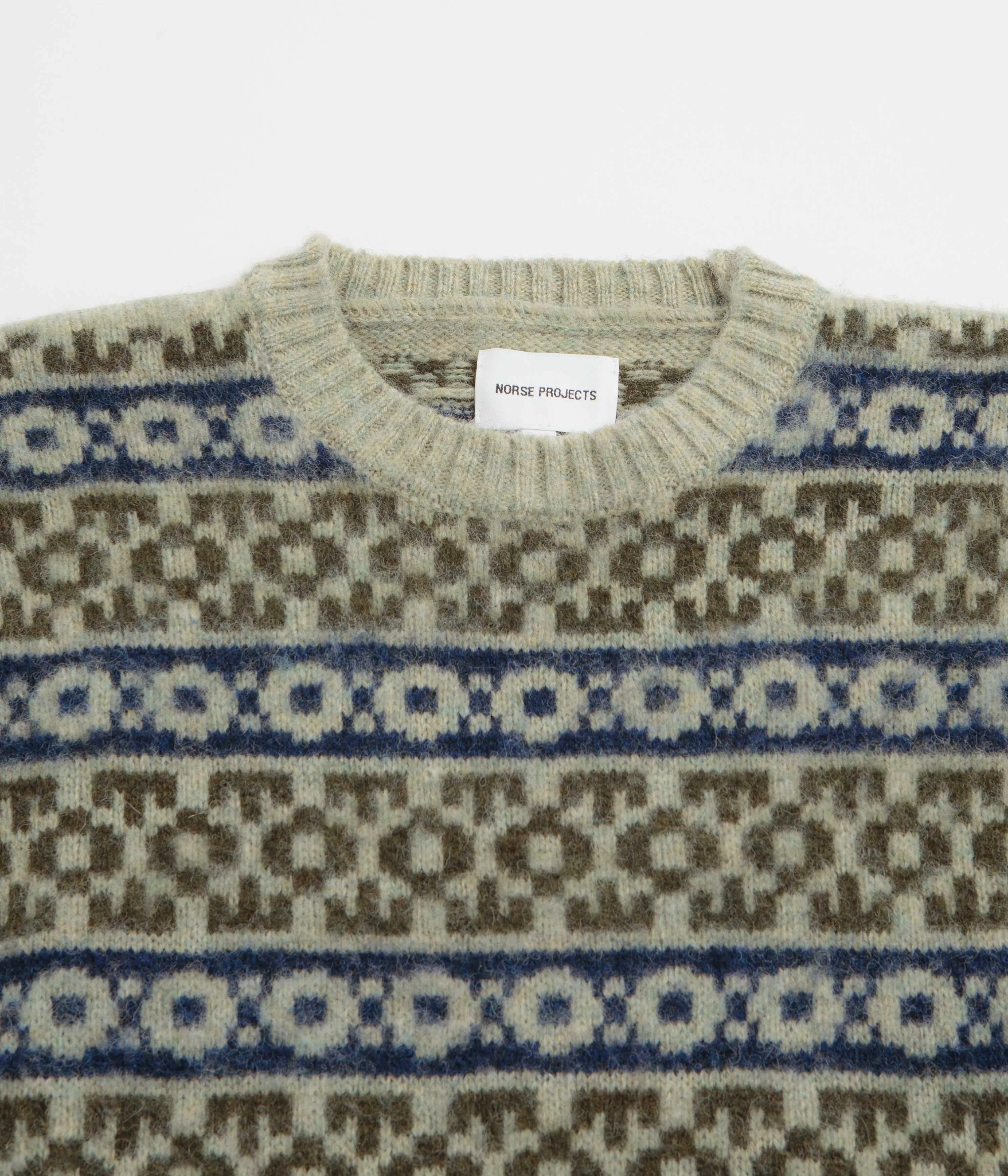 Norse Projects Jonas Scottish Lambswool Fair Isle Sweatshirt - Elm