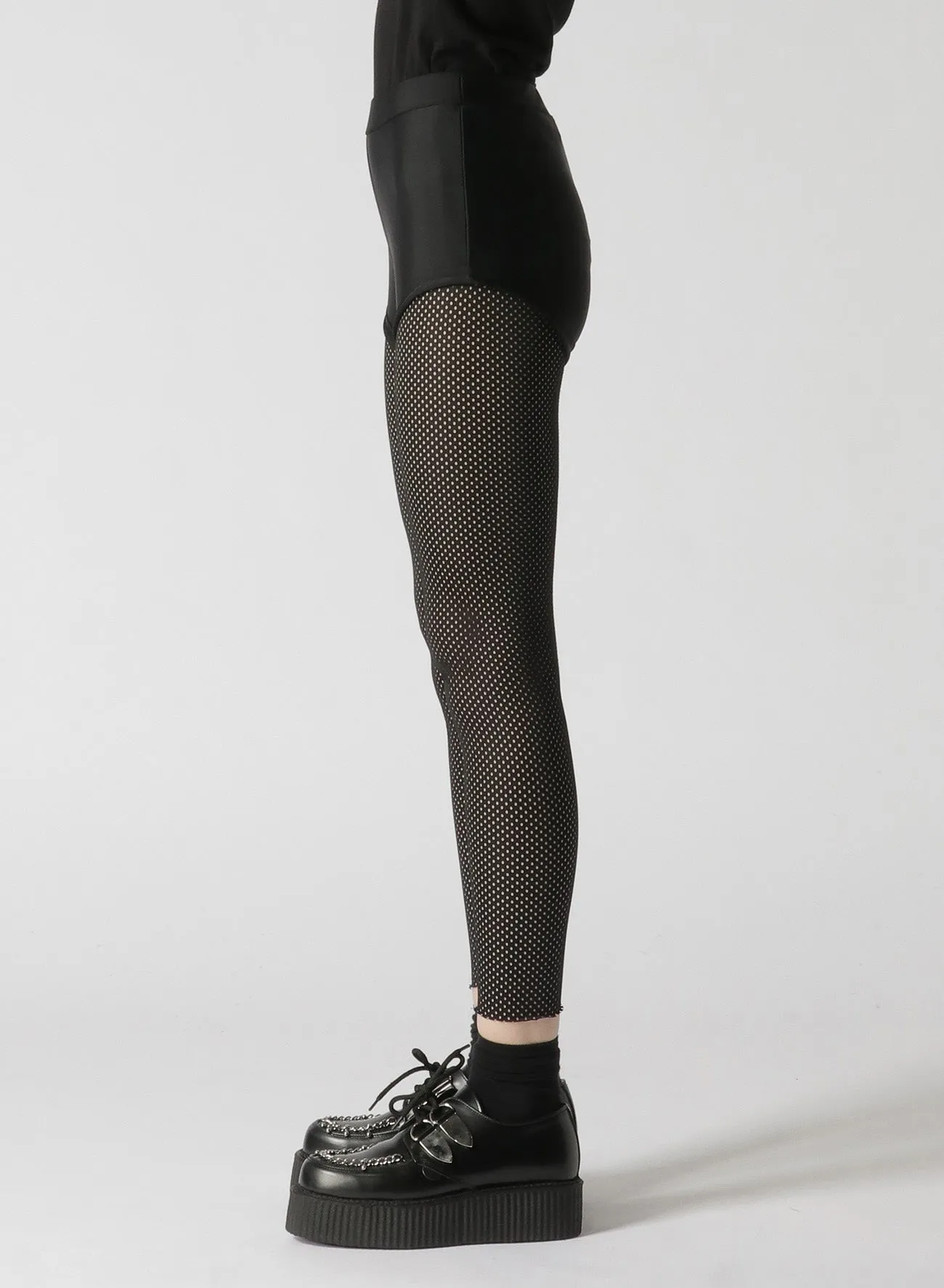 NYLON POLYURETHANE TRICOT MESH PANEL LEGGINGS