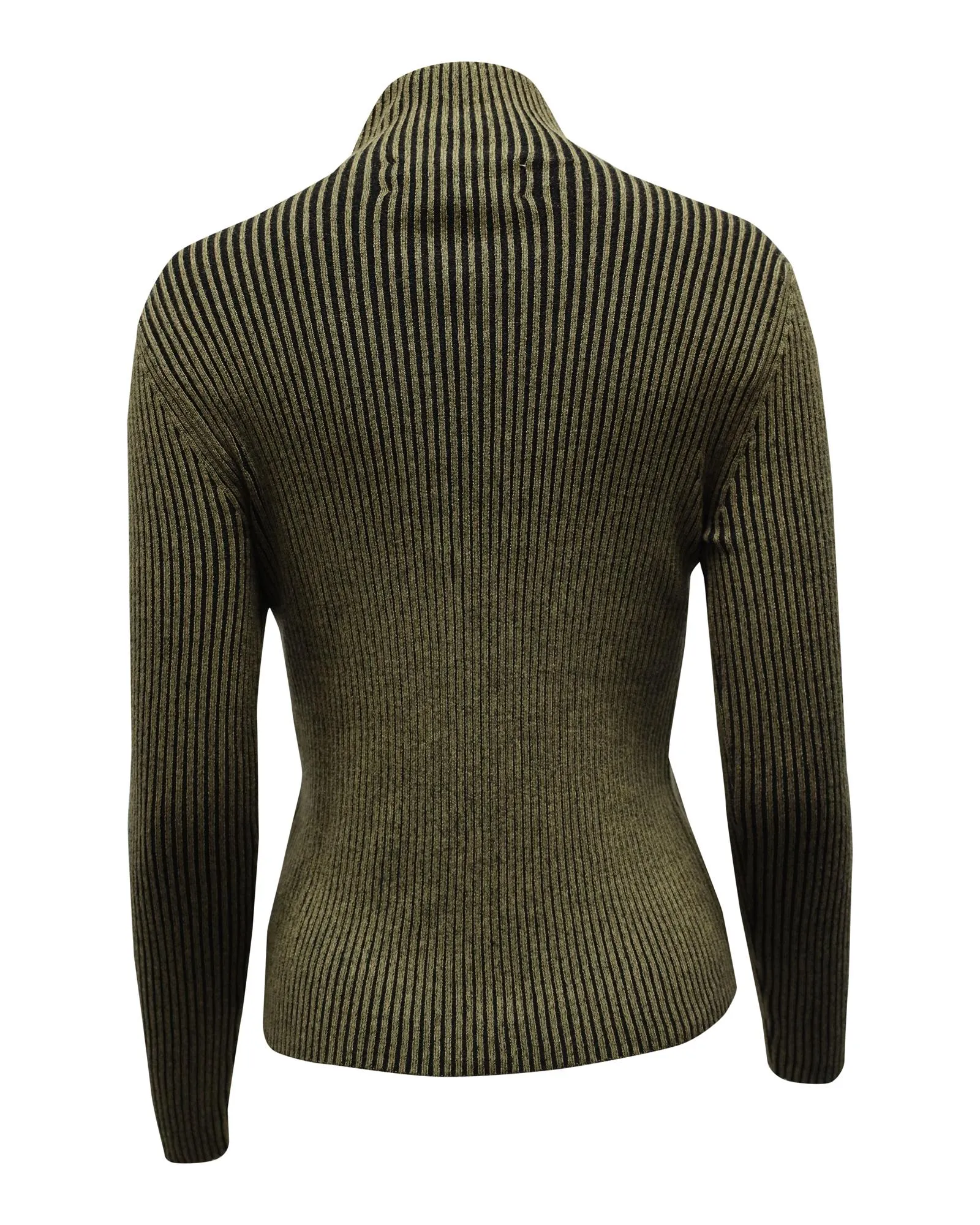 Olive Green Rib Knit Turtleneck Top