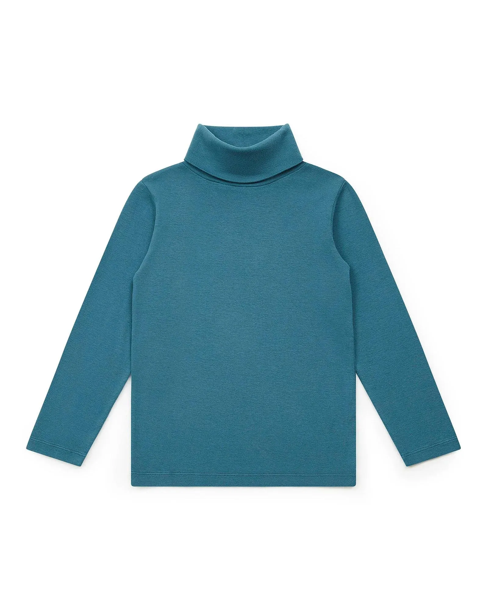 Organic Cotton Ribbed Turtle Neck in Bleu Curieux