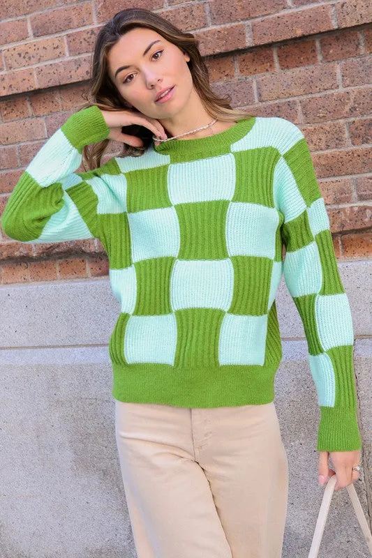 OVERSIZED CONTRAST CHECKERBOARD TOP