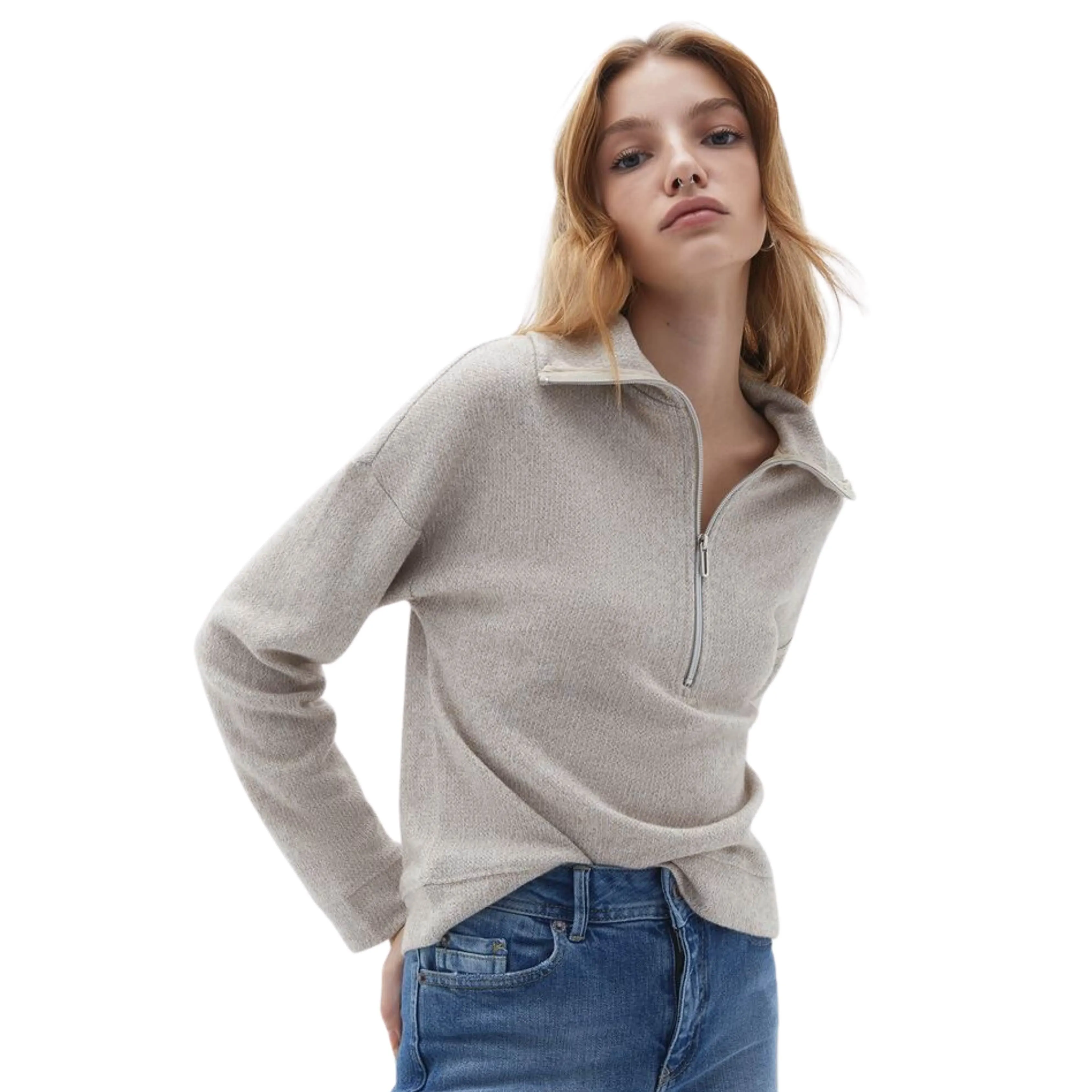 OXXO - Turtleneck Sweater with Zipper Detail