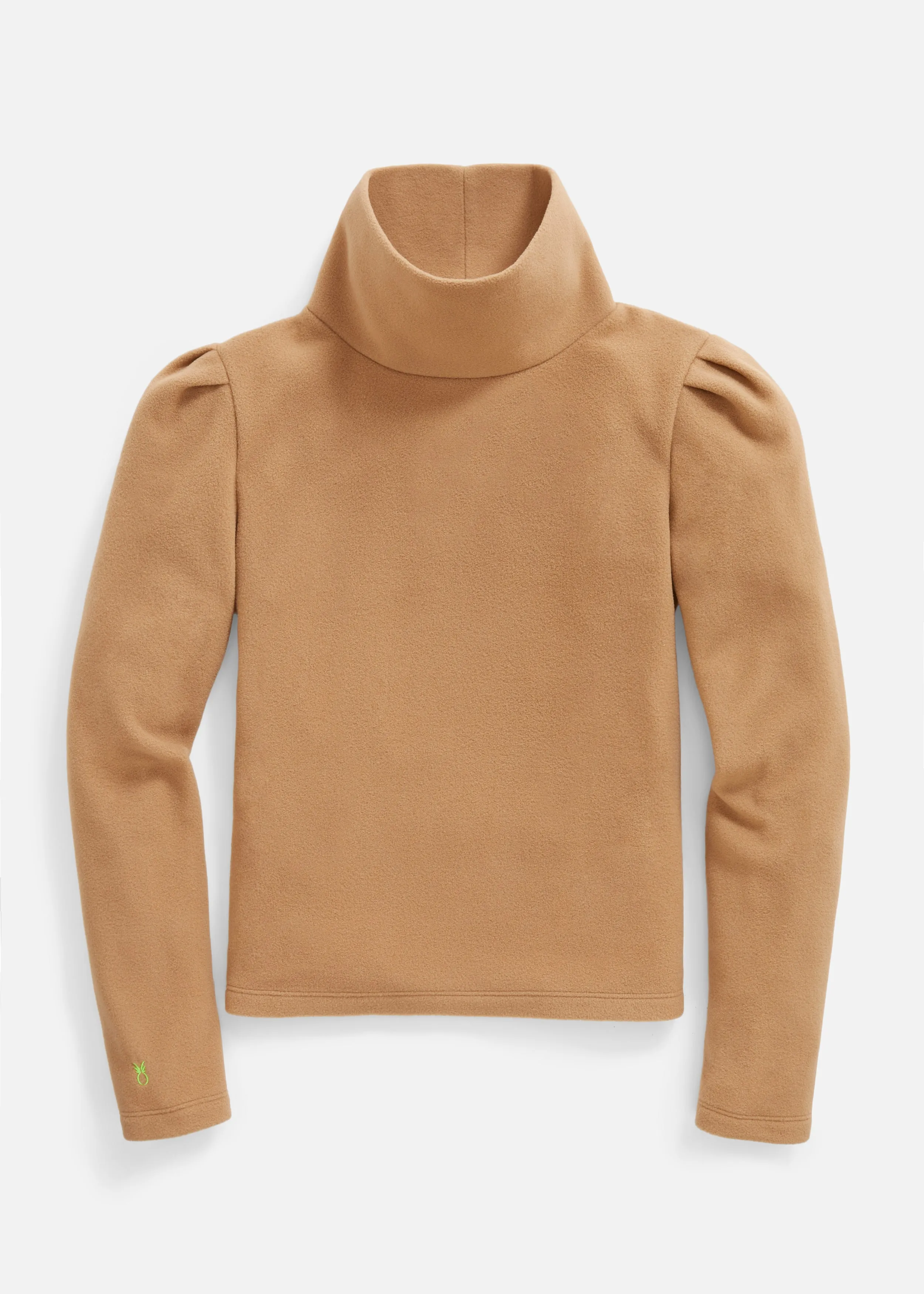 Palmer Puff Sleeve Turtleneck in Vello Fleece (Camel)