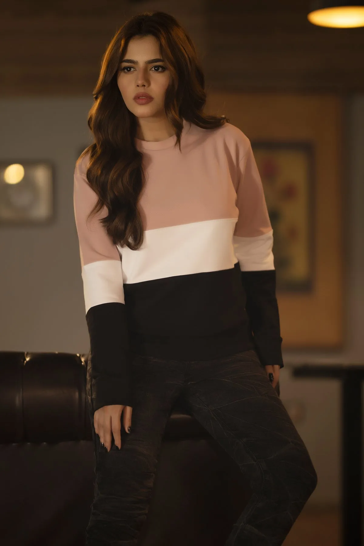 Pink Color Block Sweatshirt - W21 - WSW0007