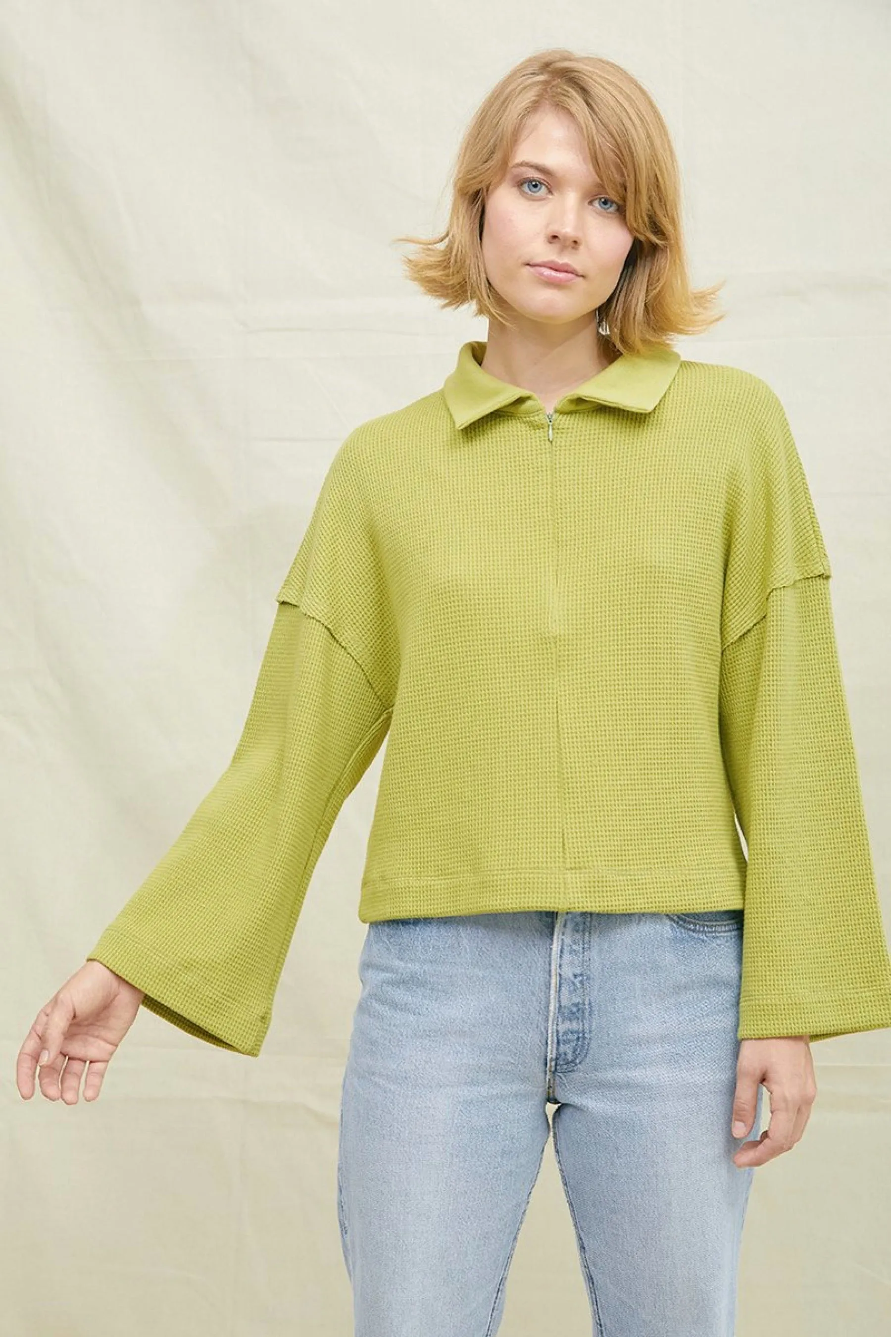 Pistachio Sport Waffle Knit Sweatshirt