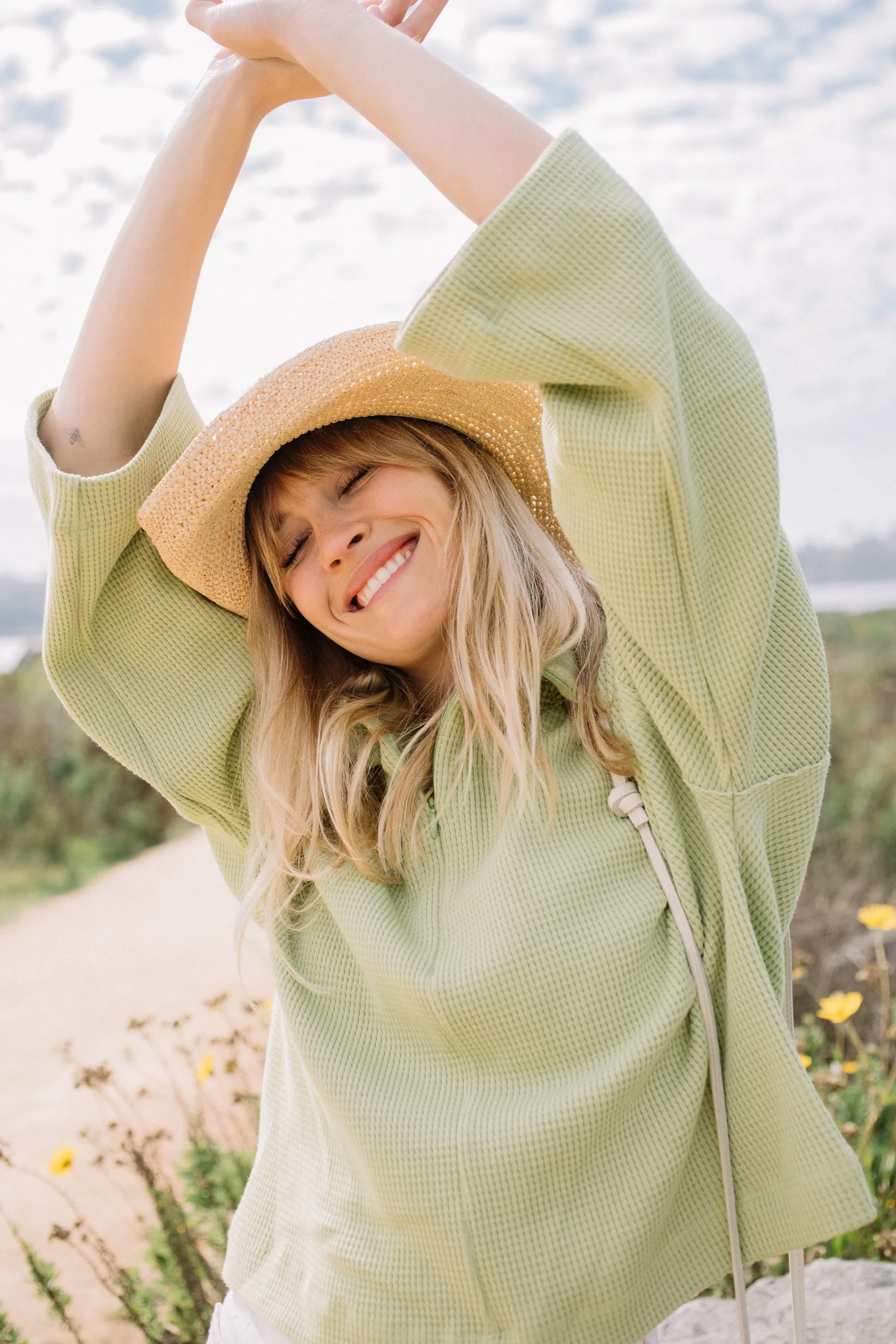 Pistachio Sport Waffle Knit Sweatshirt